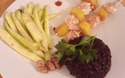 Brochettes de crevettes à l’ananas