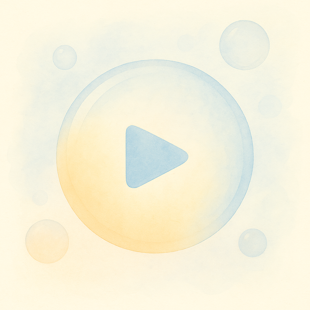 Illustration aquarelle Terre du Sud : bulle pastel avec symbole vidéo